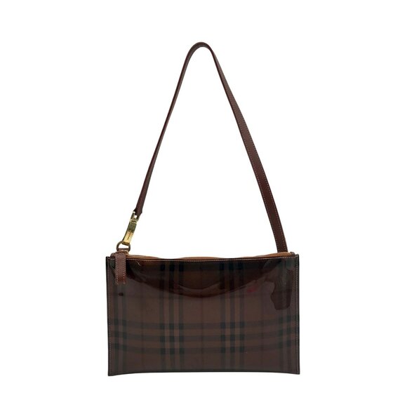 Burberry Brown Vinyl Nova Check Shoulder Bag - Picture 1 of 12
